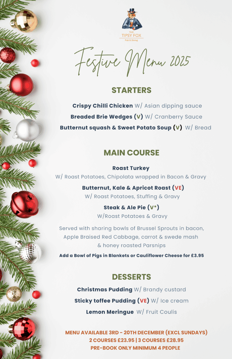Christmas party menu 2025